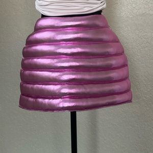 Pink Metallic Tube Puffer Skirt